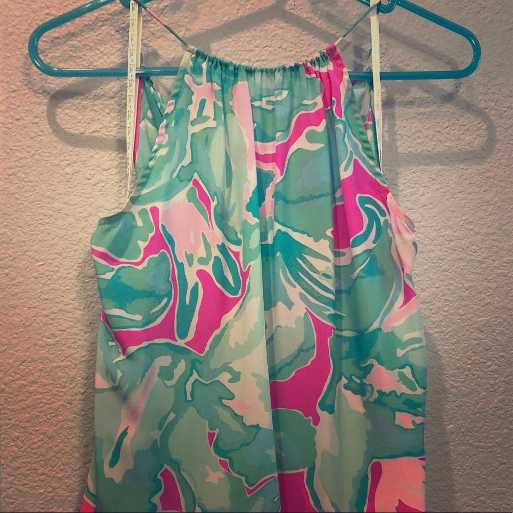 Lilly Pulitzer silk halter top with peplum detail